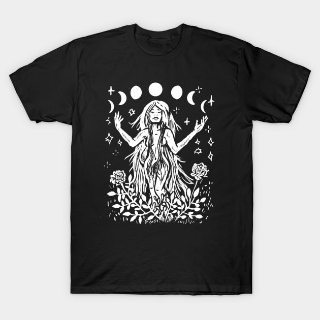 Moon Goddess, Witchy, Gothic, Punk, Moon Phases T-Shirt by LunaElizabeth